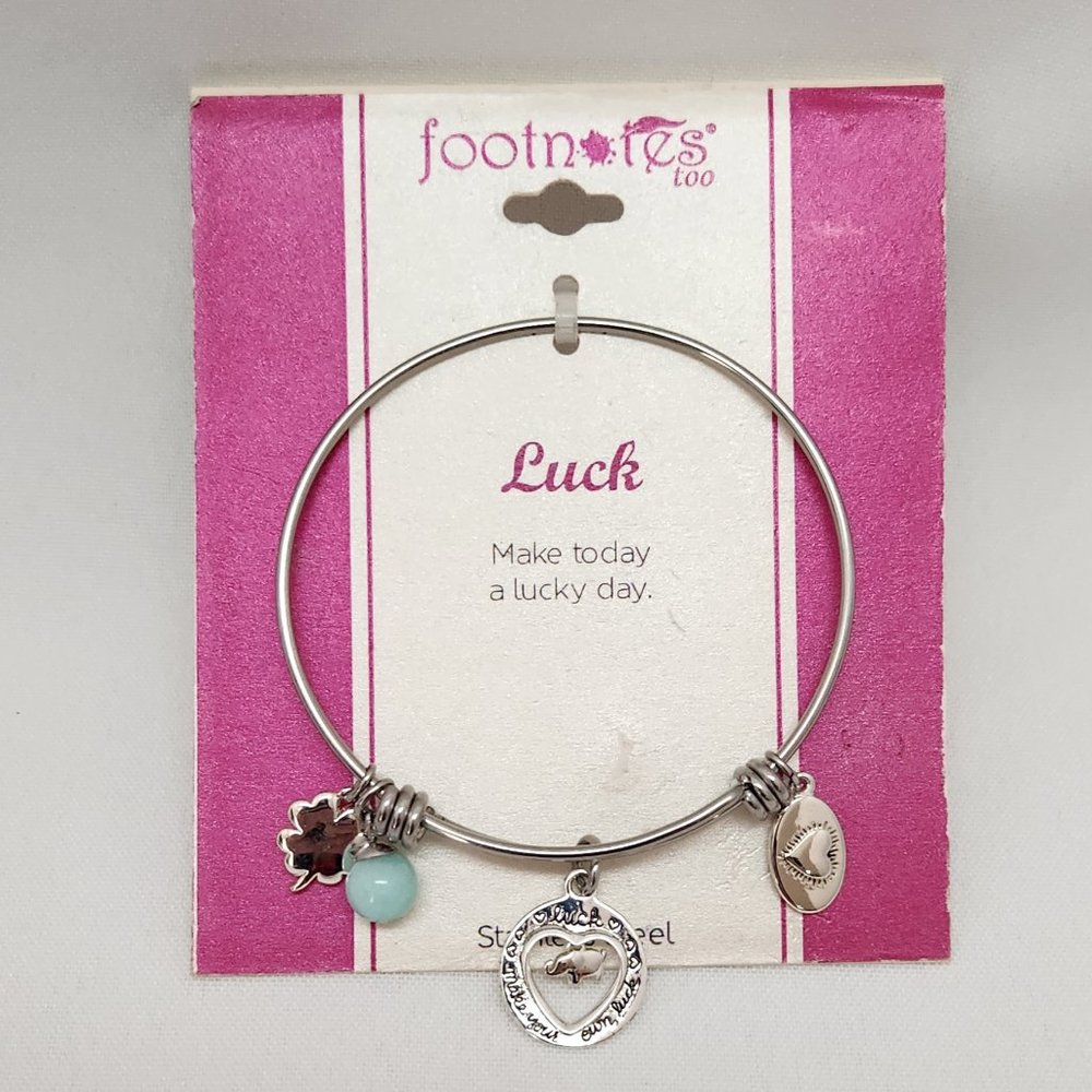 Footnotes Too "Luck" Make Today A Lucky Day Stainless Steel Bracelet #640